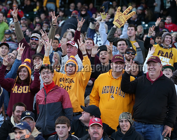 122912 Kraft SA-054.JPG - Dec 29, 2012; San Francisco, CA, USA; Arizona State Sun Devils fans react to a touchdown against the Navy Midshipmen in the 2012 Kraft Fighting Hunger Bowl at AT&T Park.